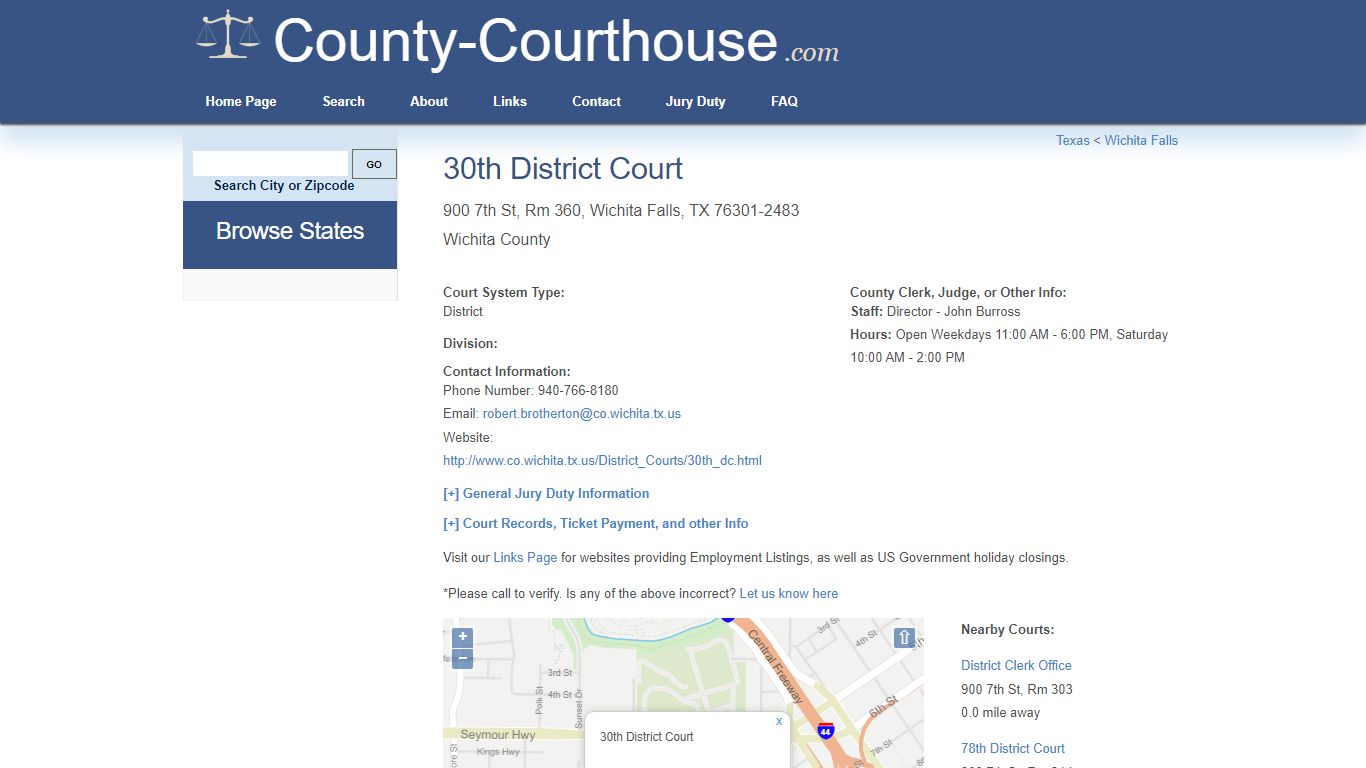 30th District Court in Wichita Falls, TX - Court Information